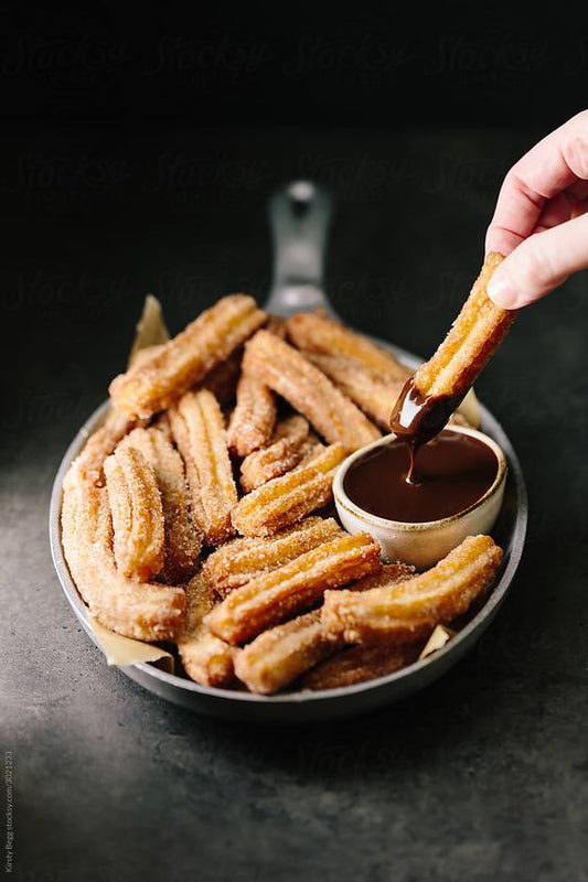 Baked Churros with Chocolate Sauce