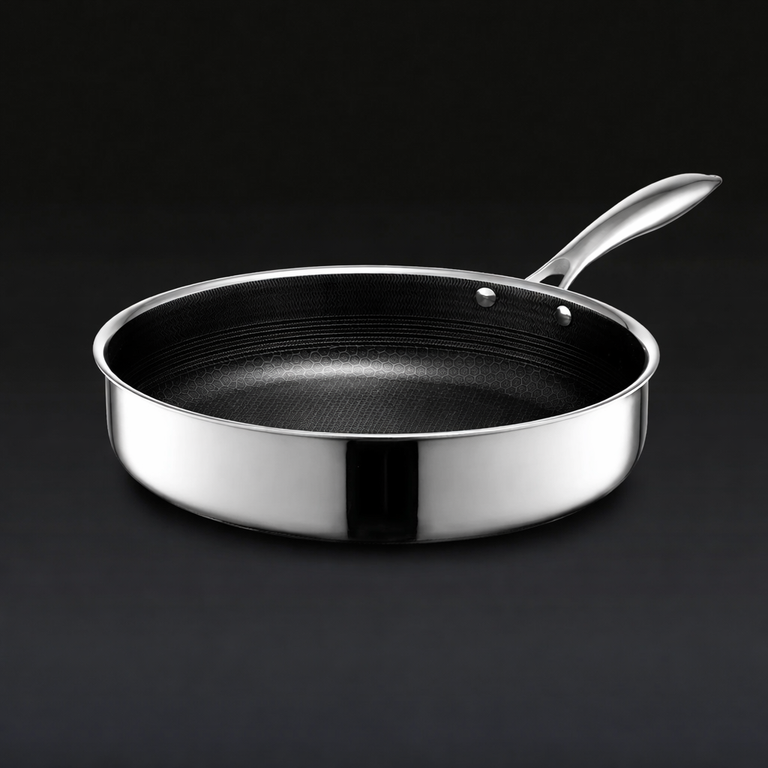 Eterna Tri-Ply 28cm Deep Pan with Lid – Hybrid Stainless Steel + Ceramic Nonstick