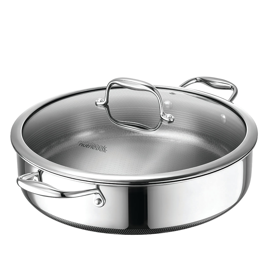 Eterna Tri-Ply 30cm Low Pot with Lid (Kadai)