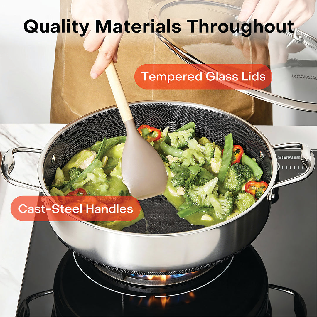 Eterna Tri-Ply 30cm Low Pot with Lid (Kadai)