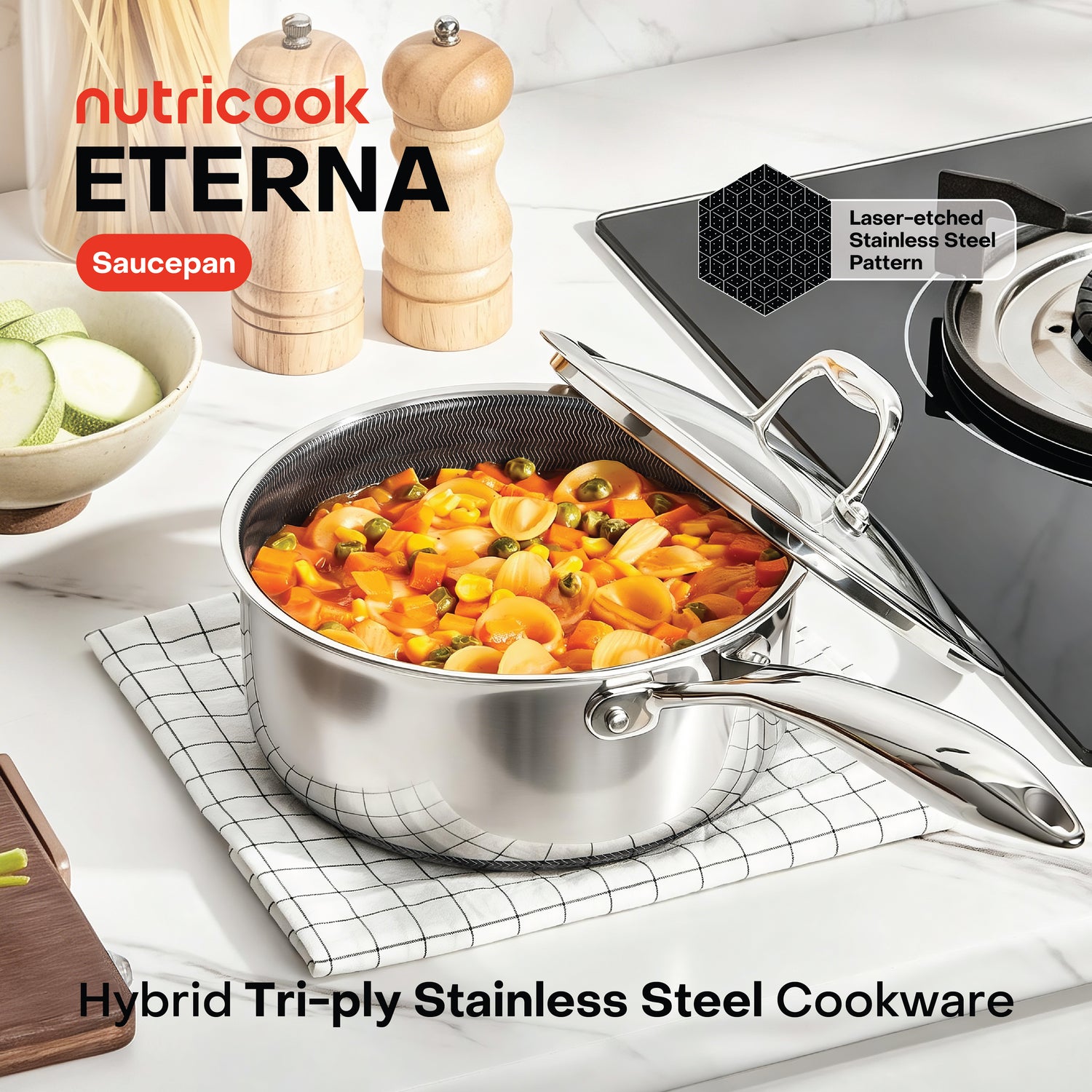 Eterna Tri-Ply 18cm Sauce Pan with Lid