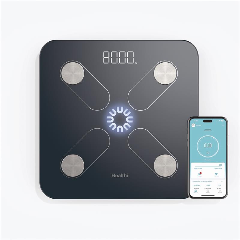 Nutricook Healthi Smart Body Scale – 20 Body Measurements | Fitdays App | 50g Accuracy | Breathing Light
