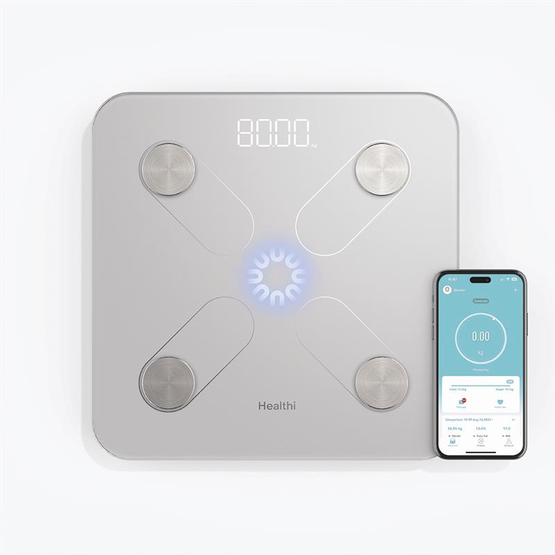 Nutricook Healthi Smart Body Scale – 20 Body Measurements | Fitdays App | 50g Accuracy | Breathing Light