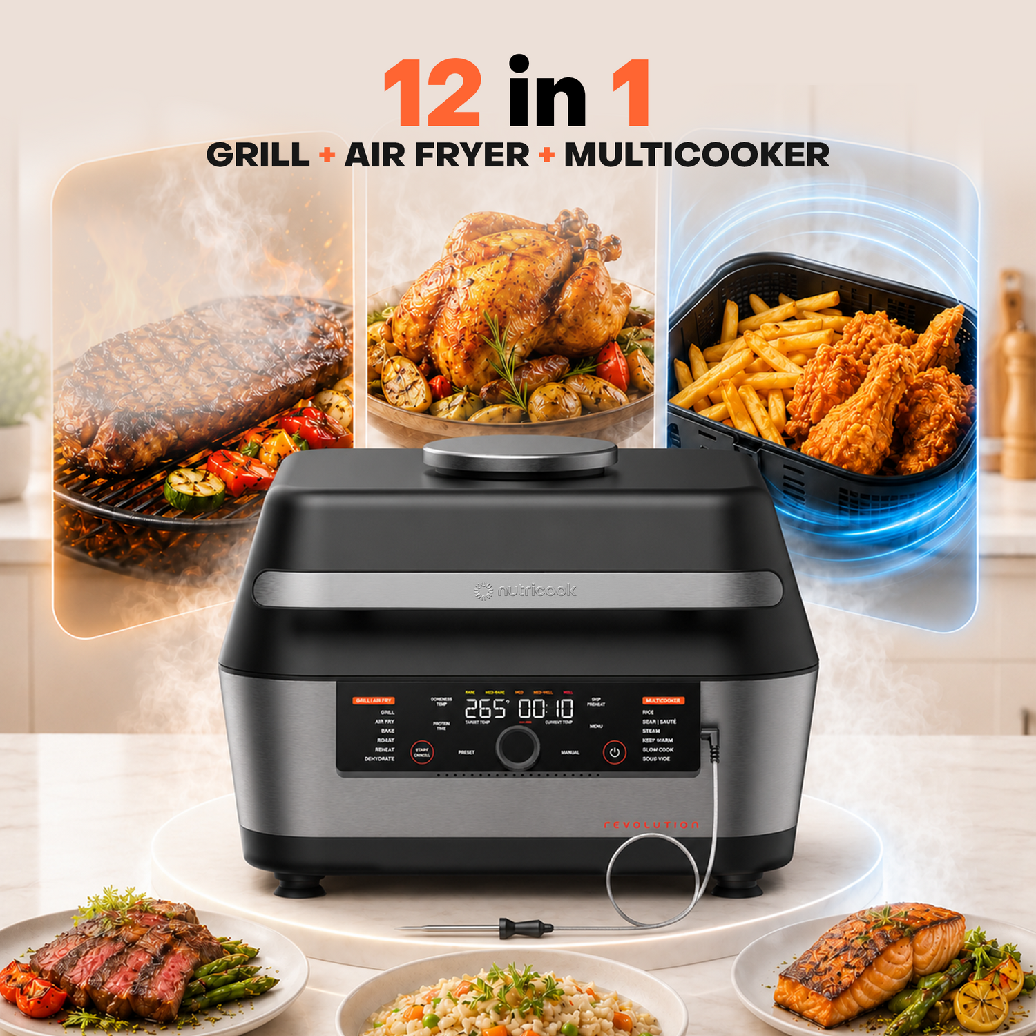 Revolution 12-in-1 Grill, Air Fryer & Multicooker