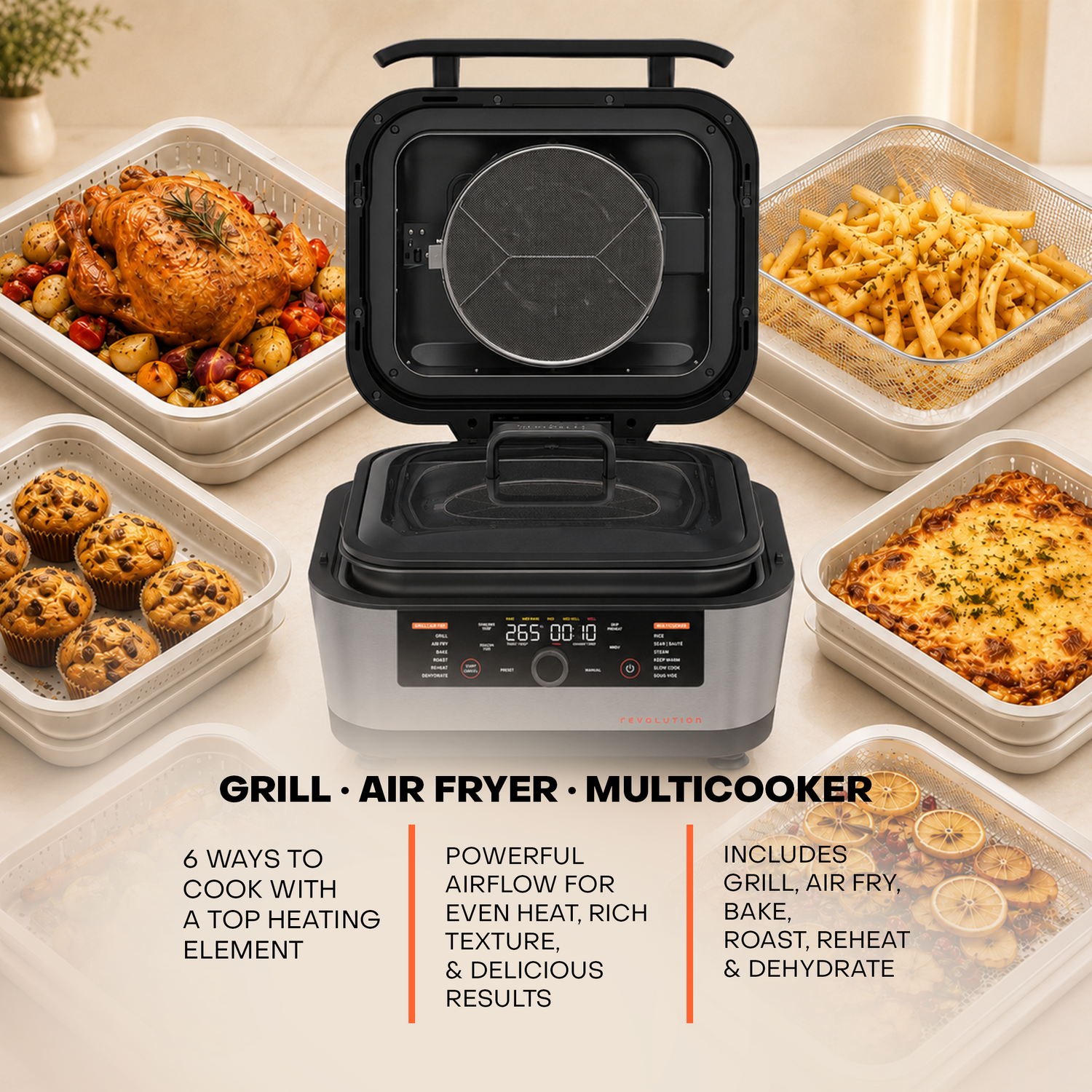 Revolution 12-in-1 Grill, Air Fryer & Multicooker