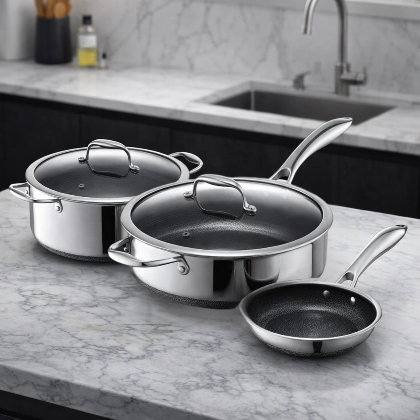 Eterna Ultimate Starter Set : 5pc - 20cm Fry Pan | 28cm Deep Pan + Lid | 24cm Casserole + Lid