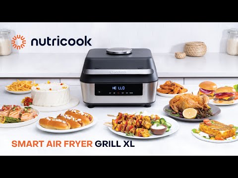 Nutricook Smart Indoor Grill & Air Fryer XL 8.5 Liters, by Caliber Brands,  with Built in Thermometer, Grill,Air Fry,Roast,Bake,Dehydrate & Reheat,  Black/SS, 1760 Watts, AFG960: Buy Online at Best Price in UAE 